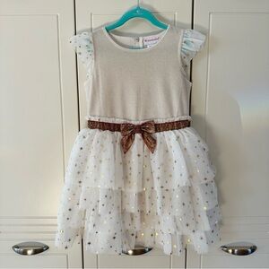 American Girl Dress for Girls (not dolls!) Size 7 | ✨Ivory with Gold Stars ✨